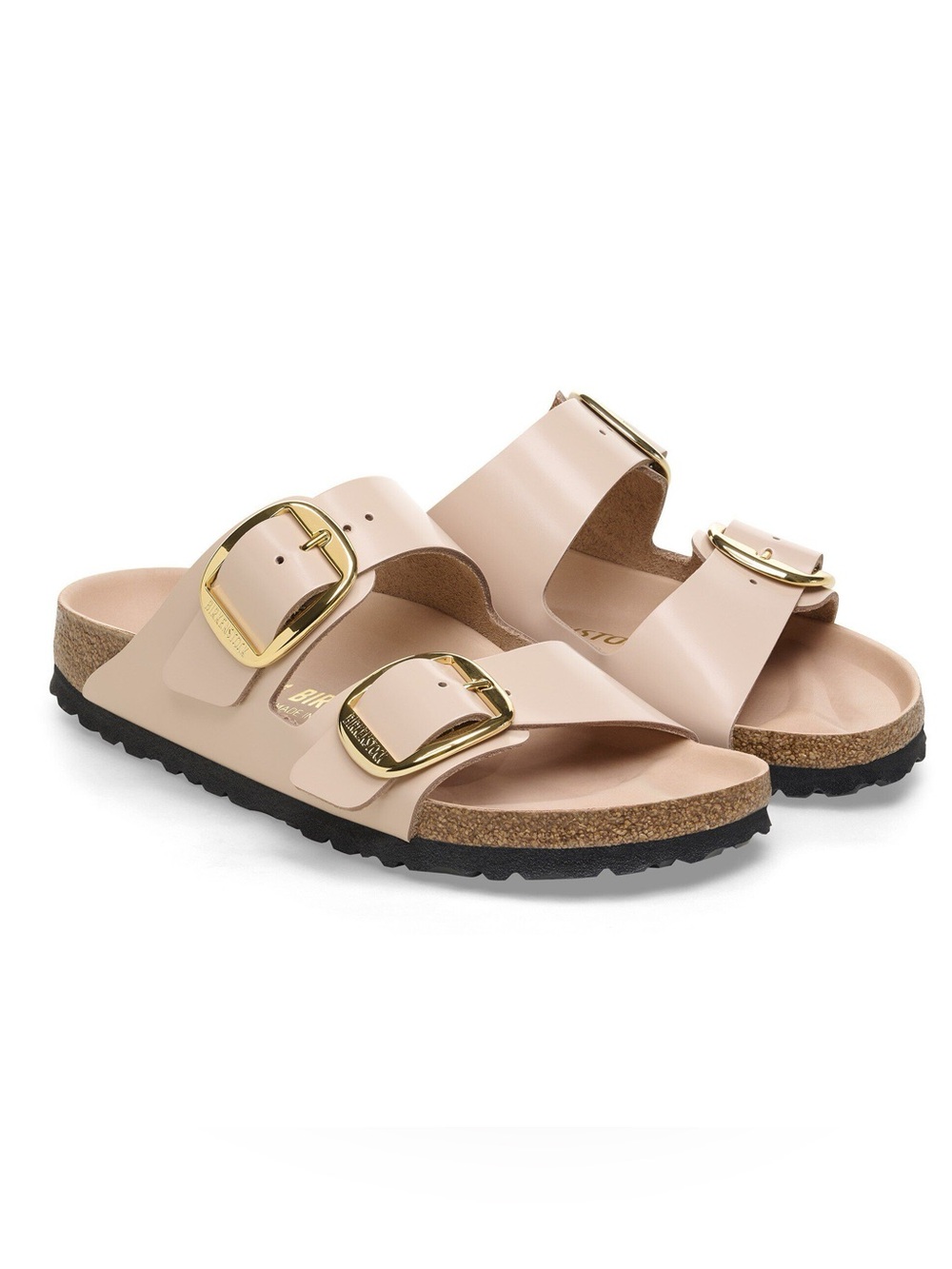 NIB Birkenstock Arizona Big Buckle New Beige / Pink Leather Sandal size 6 Narrow
